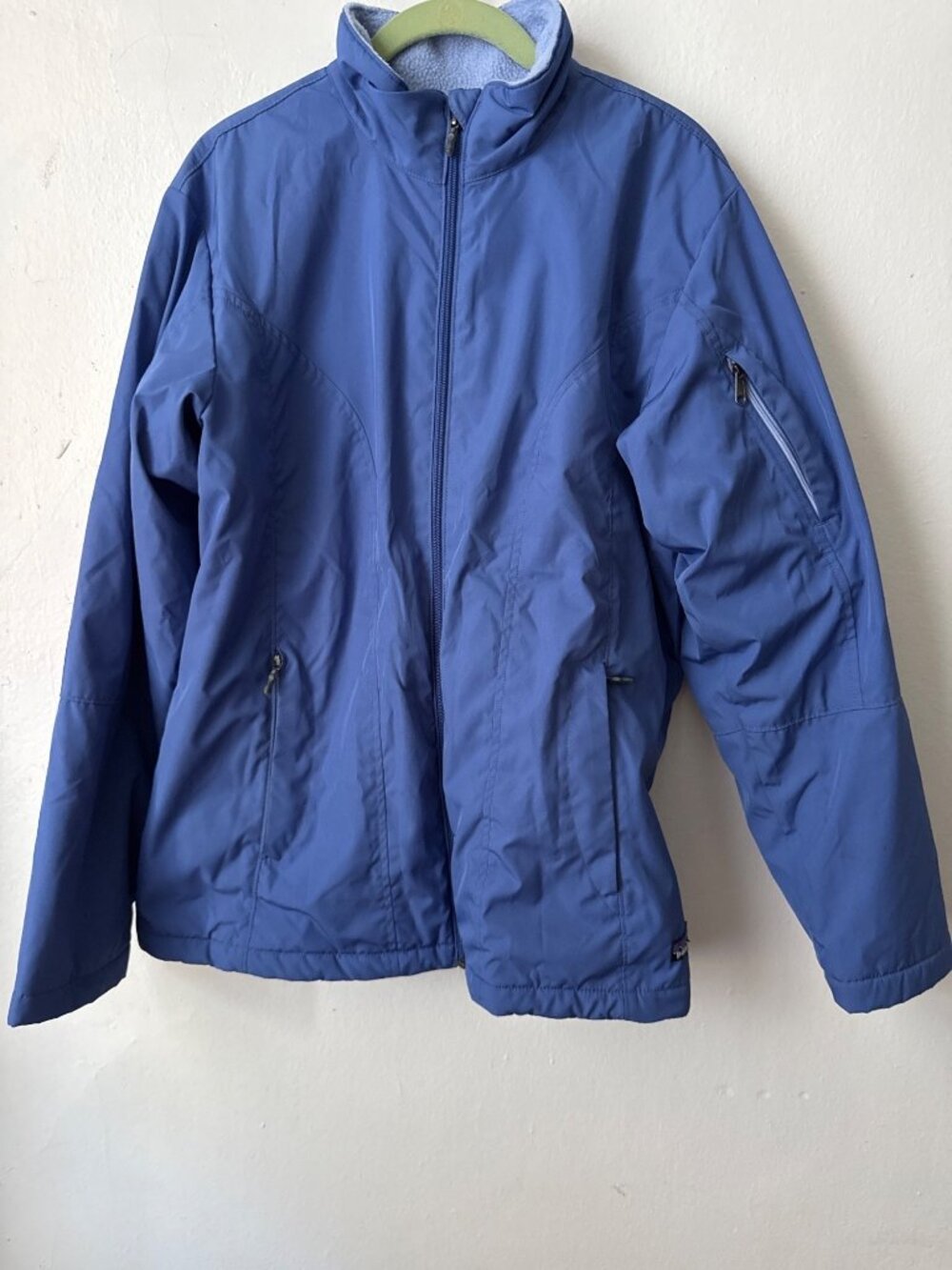 Patagonia Synchilla Jacket Women's Blue Full Zip Shelled Bomber Small Flaw Sz L